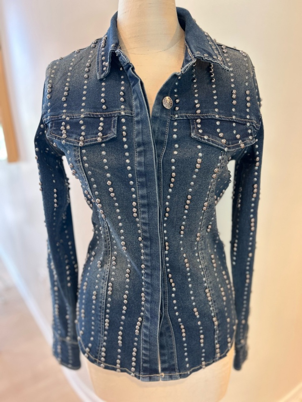 Akira studded Denim long sleeve top